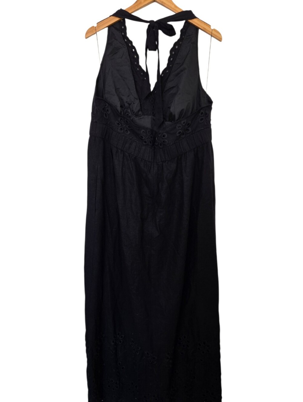 🖤 Adrianna Papell Woman Black Eyelet Embroidered Maxi Dress | Size 18W | Linen - Picture 6 of 8